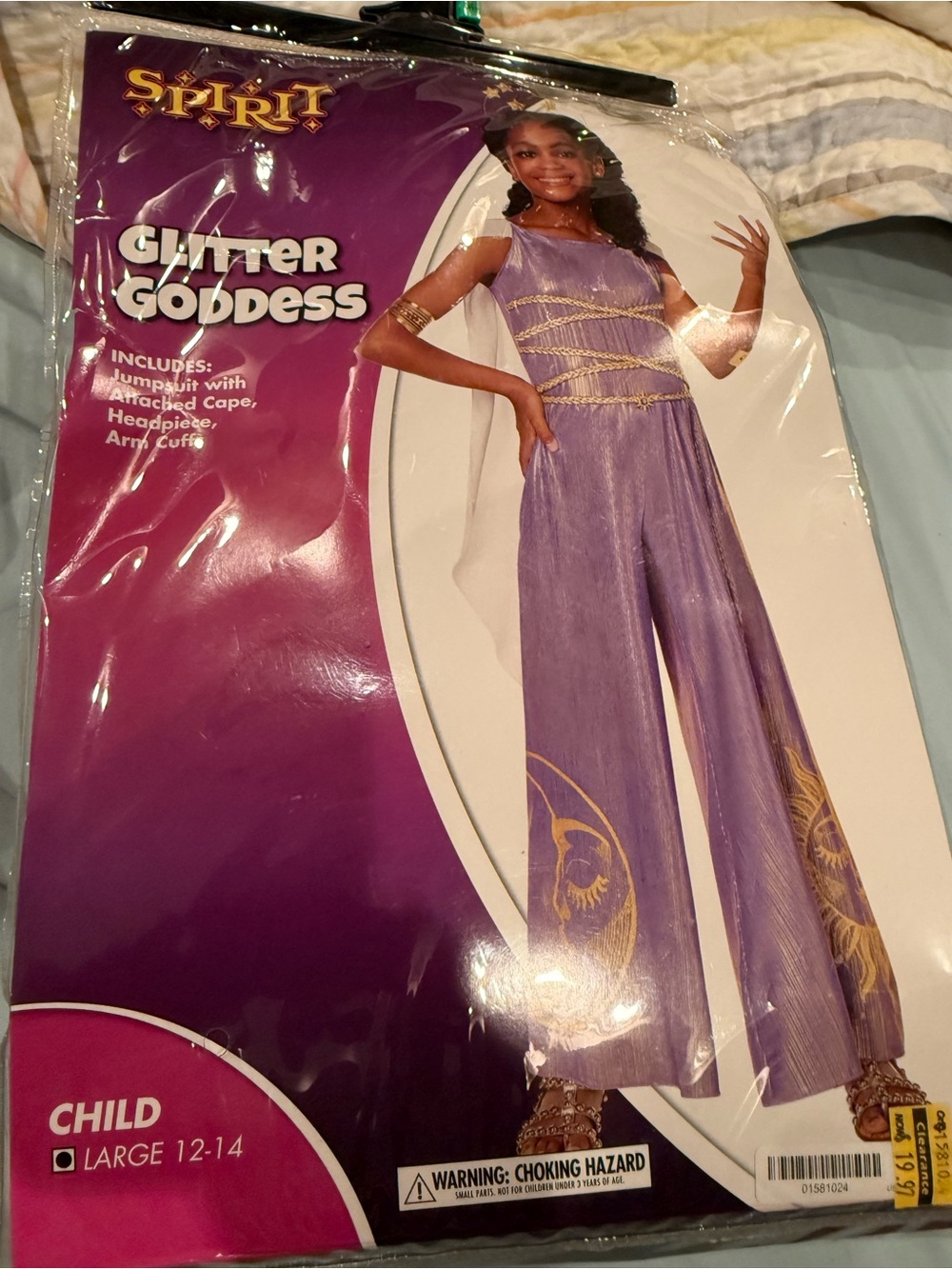 Spirit Glitter Goddess Purple Jumpsuit for Girls size large 12-14 new